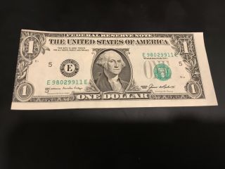 Rare 1985 $1 One Dollar Bill Richmond Virginia Off Center Cut E98029911e