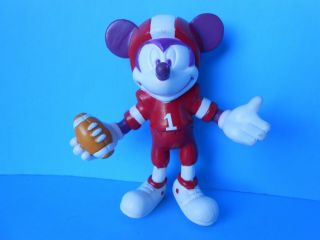 Vintage Disney Mickey Mouse Football Player 3.  5 " Pvc Figure Toy Hong Kong Rare