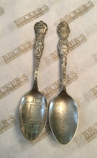 2 Sterling silver spoons Denver & Colorado Springs Colo Horse Native American 3