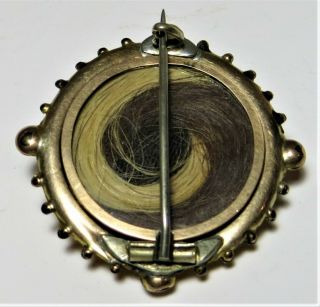 Antique Victorian Era Fancy Mourning Brooch 2 Hair Colors 1.  5 "