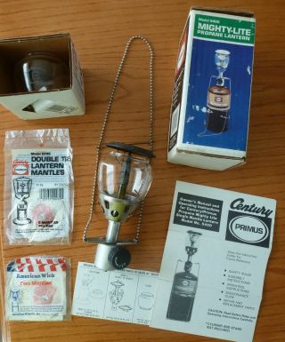 Vintage Century Primus Mighty Lite Propane Lantern Model 5400 With Spare Parts