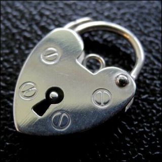 Sterling Silver Heart Shaped Padlock Charm 13mm Jewellery.  925 - Fp62
