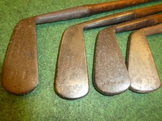 4 Hickory Irons Good Makers Mcewan,  Anderson Etc Old Golf Antique Memorabilia