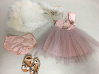 Vintage 16 " Terri Lee Doll Pink Taffeta And Net Gown,  Modern Rabbit Coat