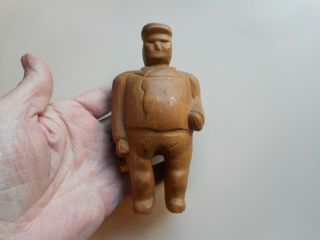 Antique Hand Carved Folk Art Man.  Small 19th Century Hand Carved Man.  Aafa