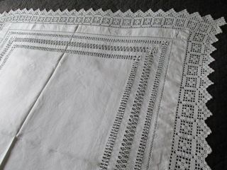 Antique/vintage Irish Linen Tablecloth - Hand Crochet Lace Edging