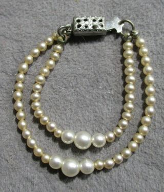 Vintage Doll Accessory - Double Strand Pearl Necklace