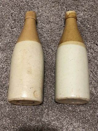 Two Price Bristol Vintage Antique Clay Ginger Beer Bottle Stoneware Bottles