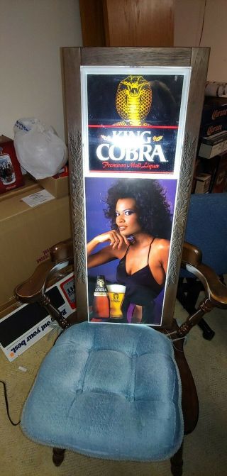 Rare Vintage King Cobra Premium Malt Liquor Lighted Sign Lady