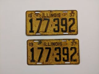 1937 Illinois Antique License Plate Pair | 177 - 392
