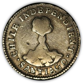 1834 Chile 1/2 Real.  Short Lived Type.  Rare.  Km 90