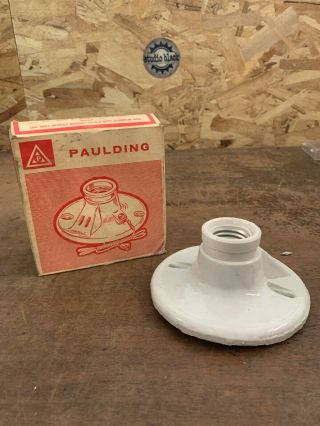 Vintage Paulding Porcelain Ceiling Hanging Light Fixture W/