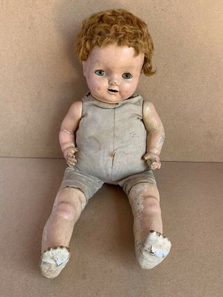 Old Vintage Composition Doll Horror Baby Halloween Petite Doll Creepy Scary