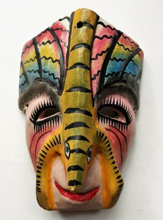 Antique Mexican Ceremonial Dance Mask,  Guerrero,  Hand Carved Wall Hanging C.  1960