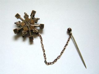 Antique Victorian Gold Filled Brooch Pin with Stick Pin Etched Star Fichu SIlver 2