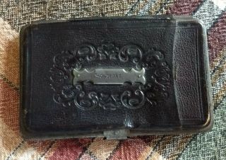 Antique Vintage Souvenir Leather Coin Purse Wallet Leather Lined With Pocket