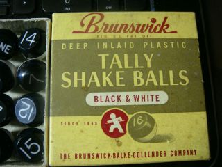 BRUNSWICK BALKE POOL BILLIARD ANTIQUE NOS TALLY SHAKE BALLS 3