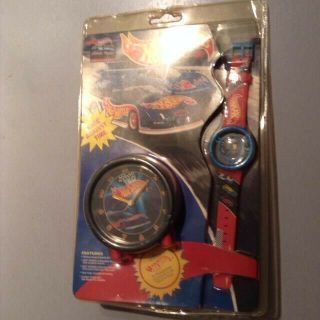Rare Rare 1993 Hot Wheels 25th Ann Clock And Watch Set In Package