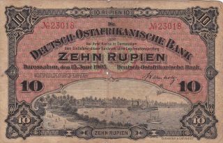 10 Rupien Vg,  Banknote From German East Africa 1905 Pick - 2 Extra Rare