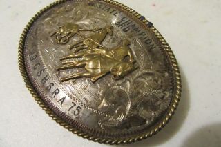 RARE Sterling Silver 1975 Team Roping Rodeo H.  S.  3rd State Champion Belt Buckle 3