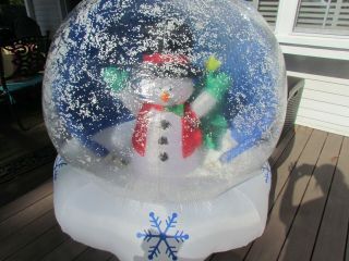 4 Ft Lighted Airblown Christmas Snowman Snowglobe Rare Inflatable Box Homer