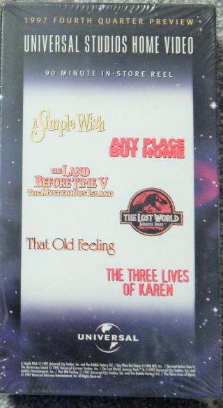 Land Before Time V / 3 Lives Of Karen (video Dealer Promo Vhs,  1990s),  Rare