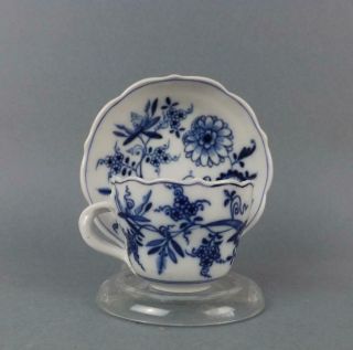 Antique Meissen Crossed Swords Blue Onion Cup And Saucer Circa 19 C.  3