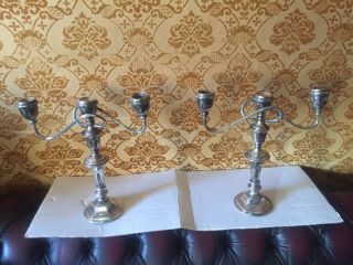 2 X Large Vintage Silver Plated Candelabra Matched Pair