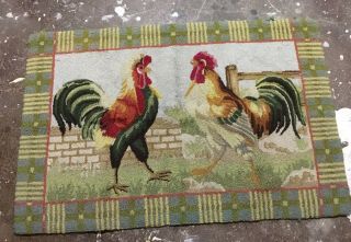 Vintage Rug Attribute To Claire Murray Medium Rug Two Roosters