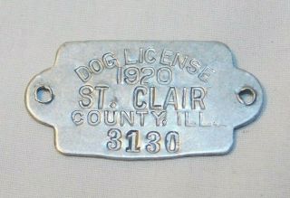 Rare 1920 St Clair County Illinois Dog License Tag Dog Tag