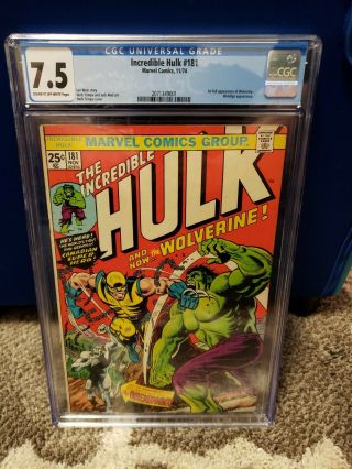 Hulk 181 Comic Book Cgc Graded 7.  5 C - Ow Pages First Wolverine Rare Grail