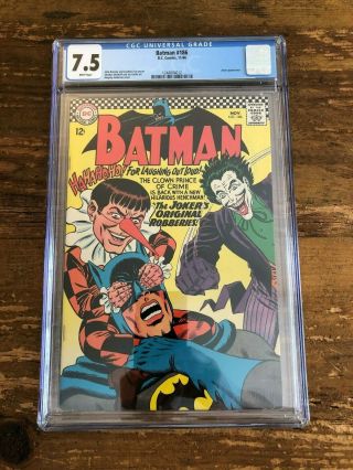 Batman 186 Cgc 7.  5 Graded Classic Joker Cover Rare Dc Comics 1966