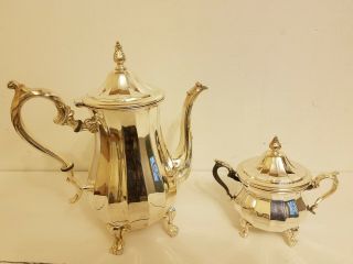 Wm Rogers Silver Plate Coffee Tea Pot & Sugar Bowl 1001 & 1003 Vintage ?
