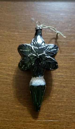 Antique Forest Green Mercury Glass Christmas Ornament 4.  5 " Victorian A,
