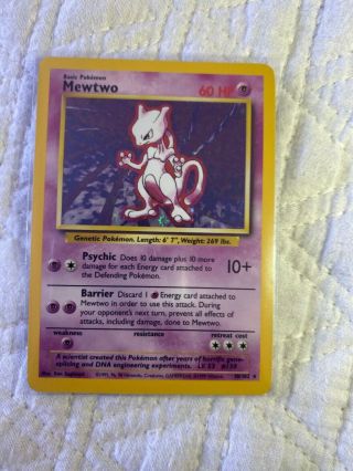 Mewtwo Base Set Holo Rare Near With Mewtwo Black Star Promo Card For