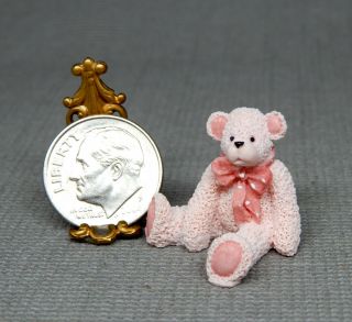 Vintage Miniature Pink Teddy Bear Figurine Dollhouse Miniature 1:12 1:24