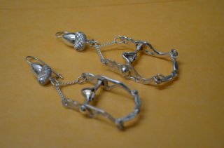 Rare Fleming Mini Horse Bit Dangle Earrings Sterling Silver Acorn Tops W/ Wires
