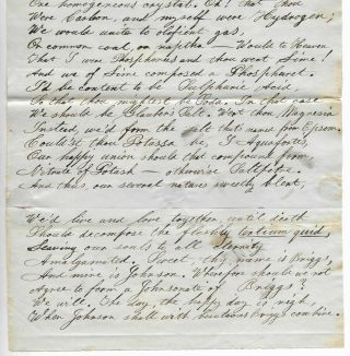 1800 ' s THE CHEMIST TO HIS LOVE Chemistry Poetry HANDWRITTEN POEM Manuscript 3