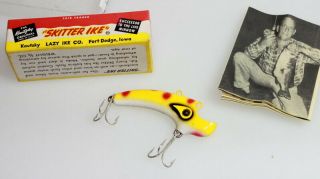 Vintage Kautzky " Skitter Ike " Fishing Lure W/ Box (syr) Lazy Ike Co Rare