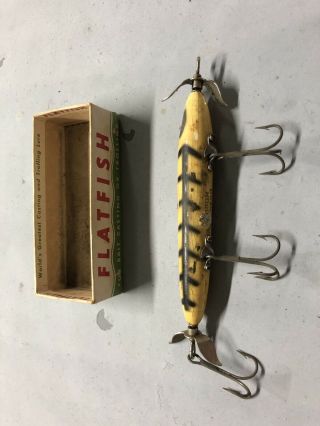 Vintage Heddon Torpedo Lure Flatfish Bait Casting Box