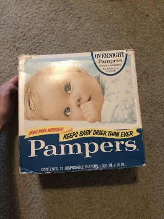 Vintage 1970’s Box Of Pampers Overnights Diapers Rare