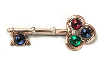 Rare Vintage - Upscale Line Of Coro - Craft Pegasus Sterling Key Brooch 1940 