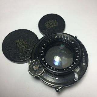 Extremely Rare Boyer Paris Saphir 75mm F/1.  9 Lens 584427 Agc Shutter W Caps,  Ex