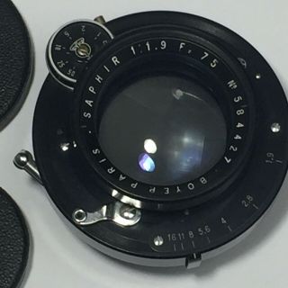Extremely Rare BOYER PARIS SAPHIR 75mm f/1.  9 Lens 584427 AGC Shutter w Caps,  EX 2
