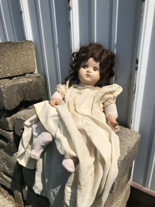 Antique Creepy Doll Halloween Vintage Scary Doll Baby 1920’s - 40’s