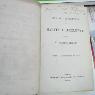 CHARLES DICKENS LIFE - ADVENTURES OF MARTIN CHUZZLEWIT/RARE 1st Ed.  /1844/FINE LTHR 3