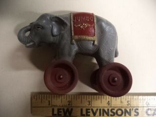 Rare Jumbo The Elephant Toy With Wood Wheels
