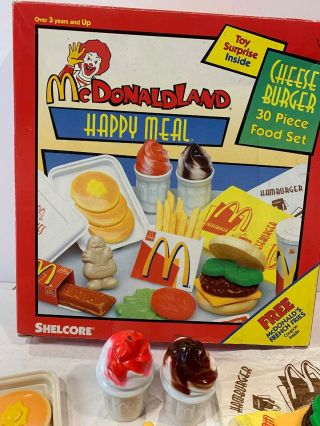 Rare Vintage Shelcore McDonald ' s Cheeseburger Happy Meal 30 Piece Food Set Compl 2