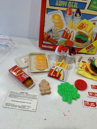 Rare Vintage Shelcore McDonald ' s Cheeseburger Happy Meal 30 Piece Food Set Compl 3