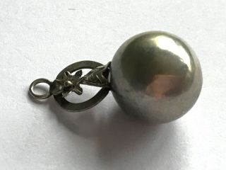 Antique Victorian 1890’s Silver Plated Flower Ball Bead Charm Pendant
